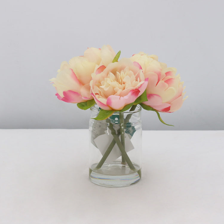 3 stems small home decorations peony silk potted flower