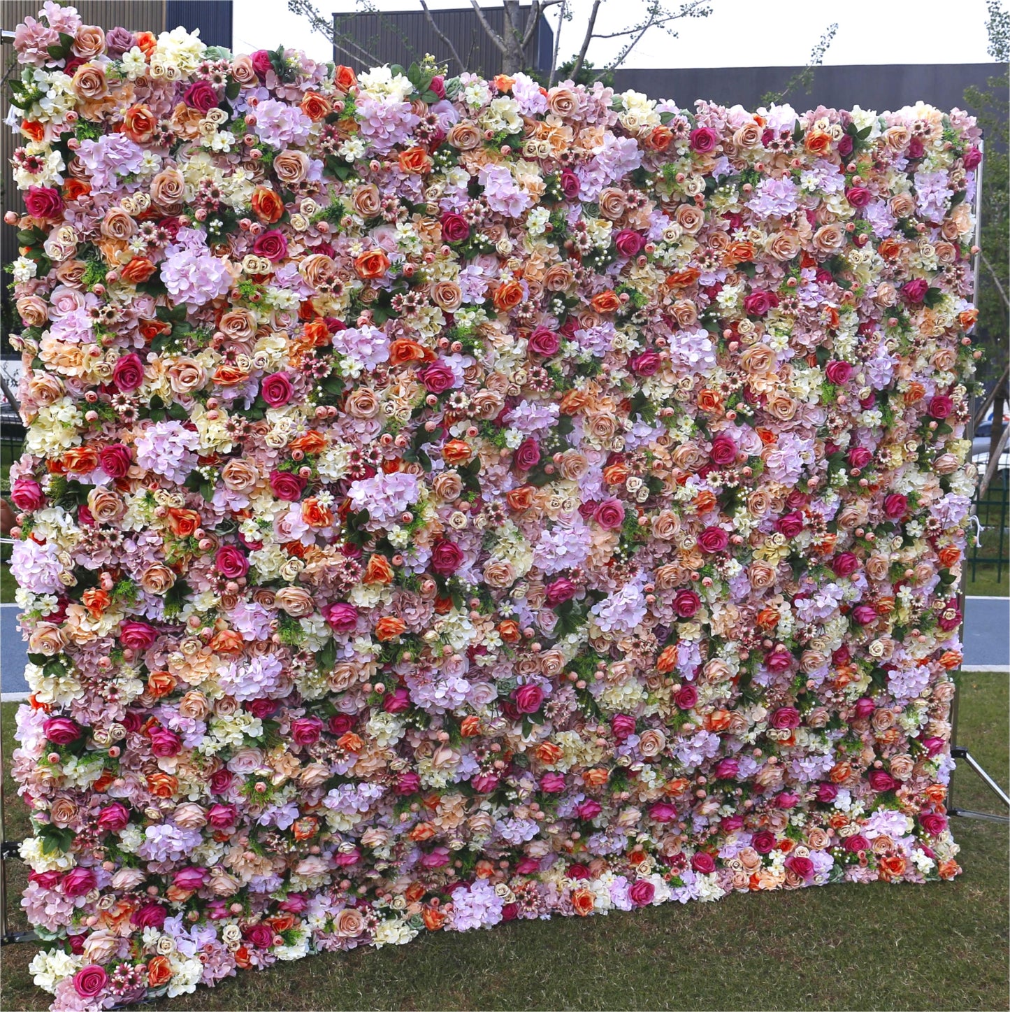 3D Romantic Flowers Wall Backdrop for Photoshoot Elegant Floral Photography Background for Wedding Bridal Silk Flower Panel