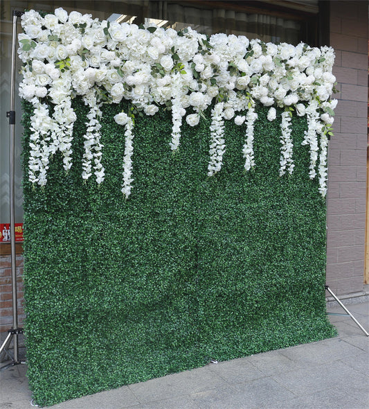 3D cloth artificial flower grass wall for wedding events decoration artificial roll up flowerwall backdrop