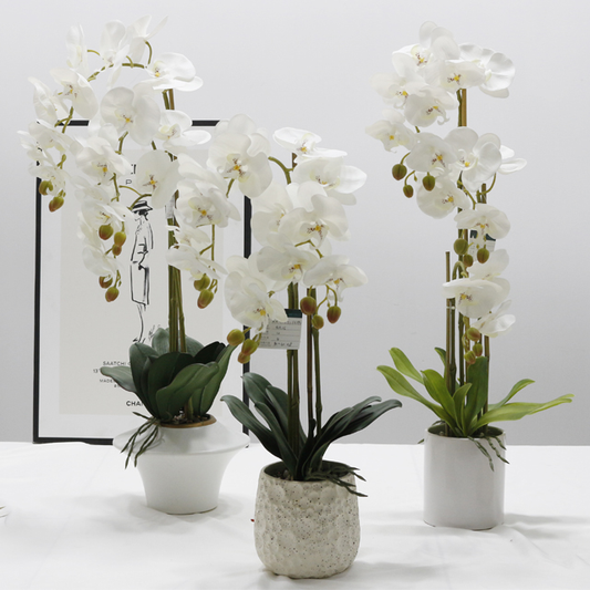 High Quality phalaenopsis orchid artificial flower with ceramic pot for home decoration high simulation